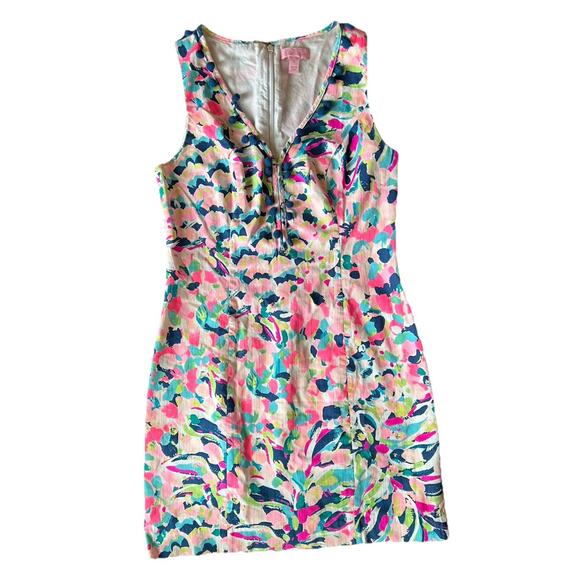 Lilly Pulitzer Cabrey Tropical Pina Colada Club Pink Tassels Shift Dress Sz 0 - Picture 1 of 12